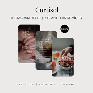 Cortisol Instagram Reels en Español, Salud Hormonal Vídeos para Redes Sociales, Eje HPA Manejo del estrés Plantillas Canva Personalizadas
