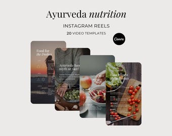 Ayurveda Nutrition Instagram Reels, Doshas Health Food Editable Canva Templates, Vata Pitta Kapha Wellness Done-For-You Social Media Videos
