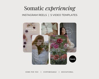 Somatic Experiencing Instagram Reels, Nervous System Regulation Done For You Social Media Videos, Vagus Nerve Customizable Canva Templates