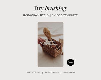 Instagram Reel over droogborstelen, kant-en-klare video over huidverzorging voor sociale media, aanpasbare Canva-sjabloon voor holistische schoonheid