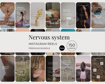Nervous System 150 Instagram Reels Bundle, Polyvagal Theory Social Media Videos, Vagus Nerve Regulation Customizable Canva TikTok Templates