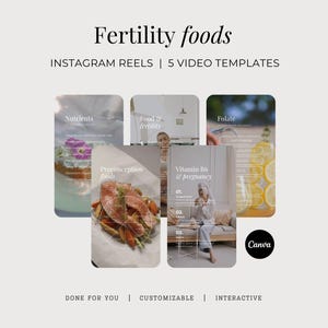 Fertility Foods Instagram Reels, Preconception Nutrition Done For You Social Media Videos, Reproductive Health Customizable Canva Templates
