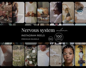 Nervous System Melanin 100 Instagram Reels, Vagus Nerve Regulation Social Media Videos,  Polyvagal Theory Editable Canva Facebook Templates