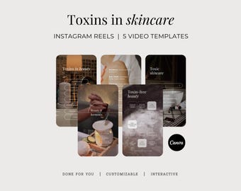 Gifstoffen in huidverzorging Instagram-rollen, socialemediasjablonen hormoongezondheid, hormoonontregelaars voor vrouwen Clean Beauty Canva-video's