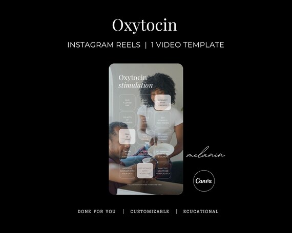 Oxytocin Melanin Instagram Reel, Happy Hormones Neurotransmitters Done For You Social Media Video, Endocrine Health Editable Canva Template