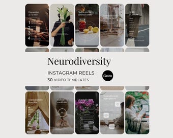 Neurodiversity Instagram Reels, Brain Health Customizable Social Media Videos, Neurobehavioral Cognitive Therapy Done For You Canva Template