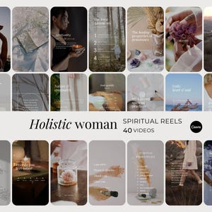 Reels de Instagram de mujeres holísticas y espirituales, plantillas de videos Canva inspiradoras de espiritualidad femenina, citas DFY para redes sociales conscientes