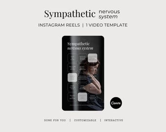 Sympathetic Nervous System Instagram Reel, Fight or Flight Customizable Canva Template, Stress Regulation Done For You Social Media Video