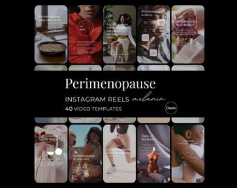 Perimenopause Melanin Instagram Done-For-You Reels, Reproductive Health Social Media Videos, Female Hormone Wellness Coach Canva Templates