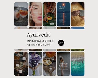 Ayurveda Instagram Reels, Vata Pitta Kapha Doshas Customizable Social Media Videos, Holistic Wellness Done For You Canva Health Templates