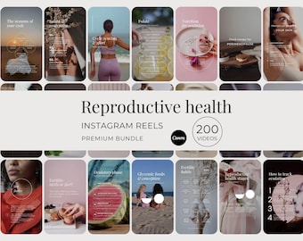 Reproductive Health 200 Instagram Reels Bundle, Fertility Social Media Videos, Female Wellness Editable Canva Templates for TikTok Facebook