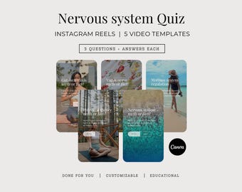 Nervous System Quiz Instagram Reels, Vagus Nerve Regulation Editable Social Media Videos, Polyvagal Theory Vagal Tone Canva Templates