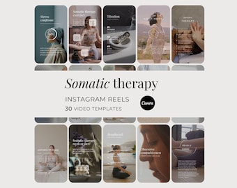 Somatic Therapy Instagram Reels, Mental Health Customizable Canva Templates, Done For You Trauma Stress Healing Social Media Videos