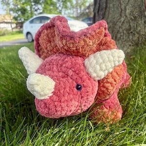 Handmade Triceratops Crochet Dinosaur Plush Toy