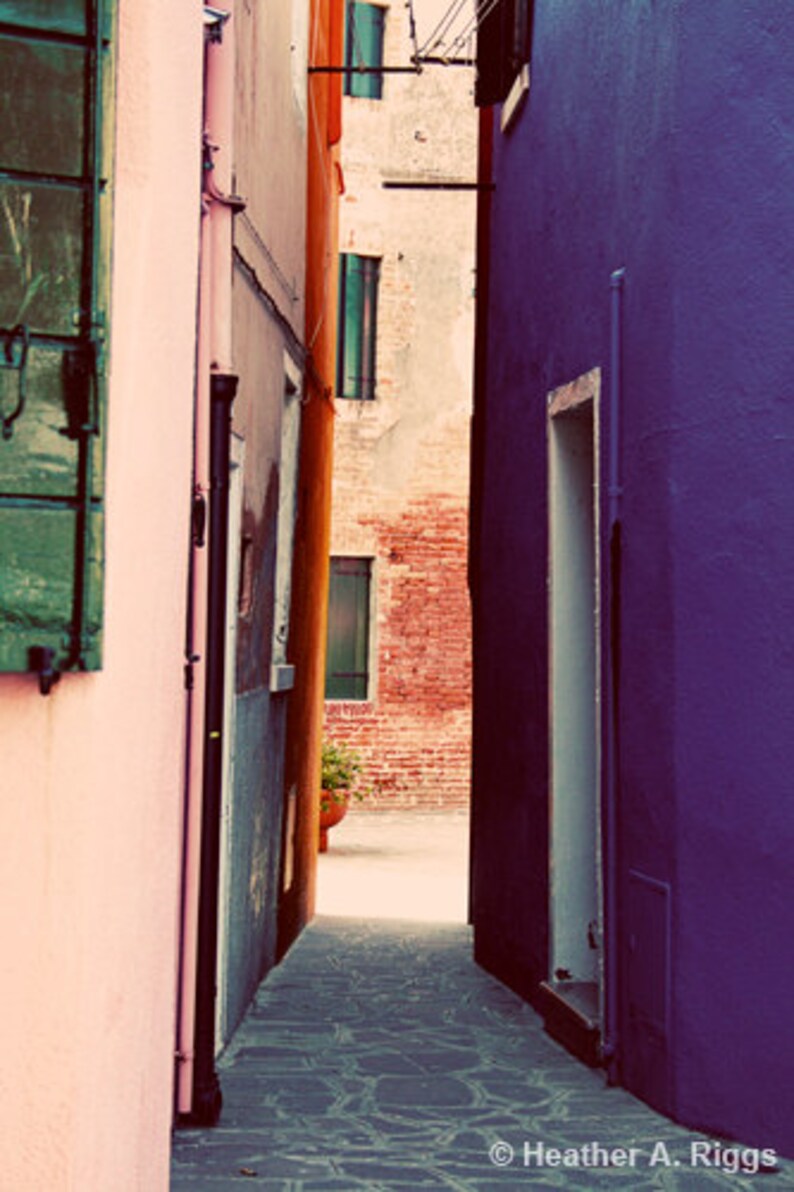 Pink and Purple Houses in Burano Italy colorful Photograph Etsy