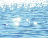 Sparkling Blue Water, Photograph, Glittering, Shiny, White, bright, light