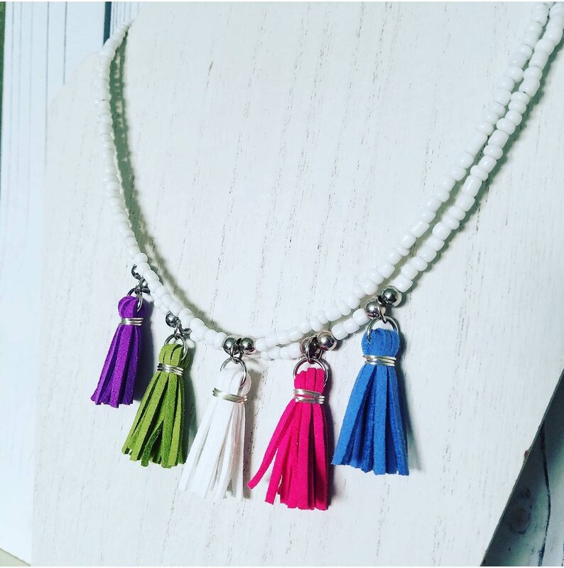 Love Tassel Resin Bead Necklace With Rainbow Copper Pendant And Tassel For Women main image 0