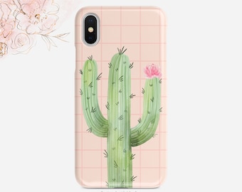 Cactus Phone Case - Summer Vibes, Boho Chic Light Blue Green Design