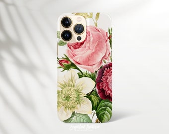 Vintage Floral Pattern Pink Rose White Daffodil iPhone 14 Pro Max Case iPhone SE4 Florist Gift Samsung Note 20 Ultra S22 Plus S21 FE Case