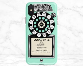 Retro Payphone Rotary Dial Phone Case 1950s Mint Green iPhone Case  iPhone X Case iPhone Xs Case iPhone XR Case iPhone Xs Max Nf