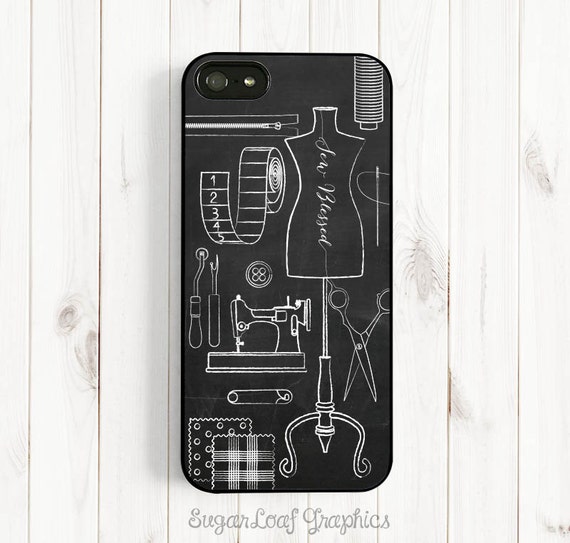 Chalkboard Sewing Machine iPhone 7 6 plus Case Samsung Galaxy