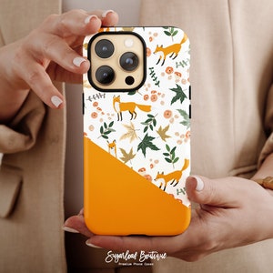 Orange Fox and Maple Leaf Pattern Phone Case Autumn Forest iPhone 14 Pro Max iPhone 14 Plus iPhone SE4 Samsung S22 Plus S21 FE A51 A72 A90