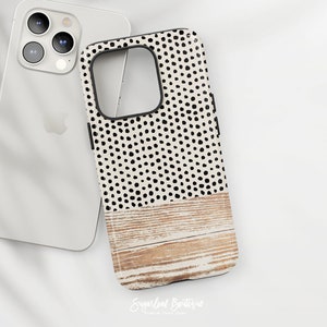 Boho Rustic Barn Wood Beige Polka Dot Urban Chic Geometric Pattern Modern Minimalistic Design - iPhone & Samsung Protective Slim Fit Covers