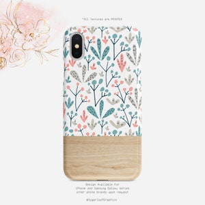 Pastel Teal Pink  Floral Pattern Barn Wood iPhone Case  iPhone X Case iPhone XS Case iPhone XS Max Case iPhone XR Case  Nf