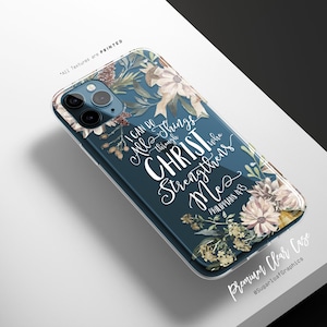 Philippians 4:13 Bible Verse Quote Clear Rubber Phone Case I Can Do All Things Through Christ Who Strengthens Me Christian Scripture Gifts