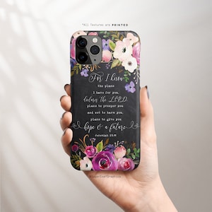 Bible Verse iPhone Case Jeremiah 29:11 Phone Case For I Know The Plans I Have For You Floral Christian Scripture Quote Gift iPhone Case