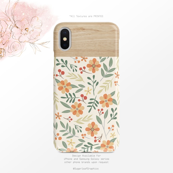 Shabby Chic Floral Phone Case Wood Grain Pattern iPhone Case  iPhone X Case iPhone XS Case iPhone XR Case iPhone XS Max Case Nf