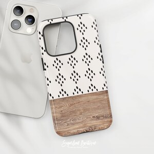 Boho  Wood Pattern Beige Polka Dot Urban Chic Geometric Pattern Modern Minimalistic Design - iPhone & Samsung Protective Slim Fit Covers