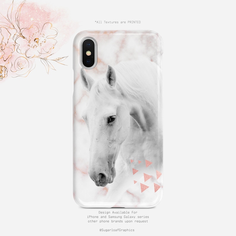 White Horse Rose Gold Marble Geometric iPhone Case iPhone X Case iPhone XS Case iPhone XS Max Case iPhone XR Case Plus Nf