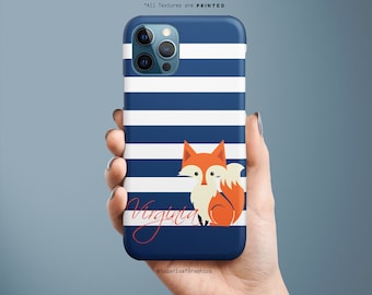 Fox iPhone Case - Orange Navy Blue Stripes, Glossy or Matte - Etsy