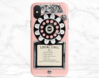 Retro Payphone Rotary Dial Phone Pastel Cream Peach Pink iPhone Case  iPhone X Case iPhone Xs Case iPhone XR Case iPhone Xs Max Nf