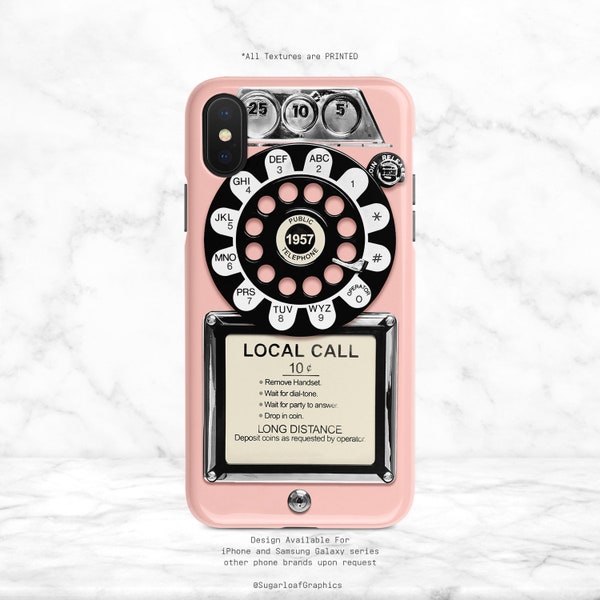 Retro Payphone Rotary Dial Phone Pastel Cream Peach Pink iPhone Case  iPhone X Case iPhone Xs Case iPhone XR Case iPhone Xs Max Nf