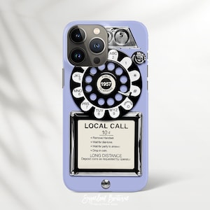 Retro Rotary Phone Case for iPhone and Samsung - Vintage Public Telephone Design - Nostalgic Payphone Lavender Cover