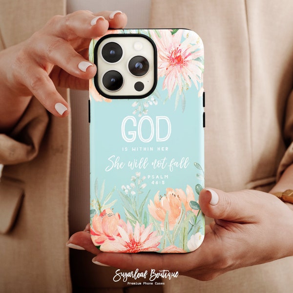 Psalm 46:5 Phone Case God Is Within Her She Will Not Fall Bible Verse Christian Quote Samsung Note 20 Ultra S22 Plus S21 FE A51 A72 A90 5G