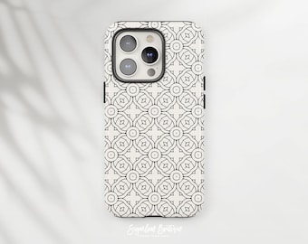 Moroccan Floral Tile Pattern Urban Chic Geometric Art Classic Beige Elegance - iPhone and Samsung Protective Slim Fit Covers