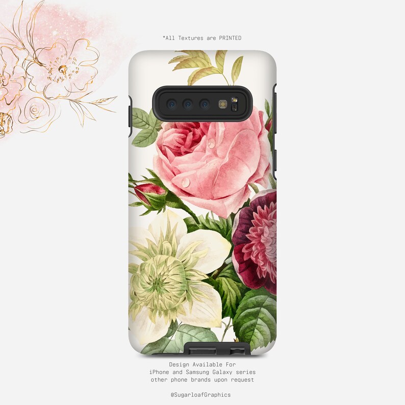 Vintage Rose Phone Case Pink Floral iPhone Case Watercolor Art Etsy