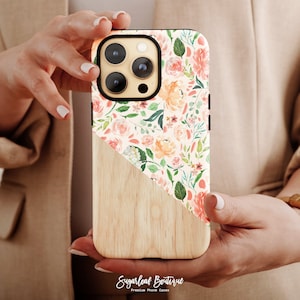 Peach Pink Rose Peony Hydrangea Floral Pattern iPhone 14 Pro Max iPhone 14 Plus iPhone SE4 Samsung Note 20 Ultra S22 Plus S21 FE A51 A72