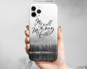 His Will His Way My Faith Bible Verse iPhone Case Jeremiah 29:11 Scandinavian Minimalistic Scenery Scripture Quote Case Phone Case for Men