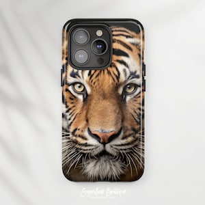 Intense Tiger Gaze iPhone Case, Wild Jungle Cat Phone Cover, Realistic Tiger Portrait Protective Case, Safari Animal Samsung Galaxy Case