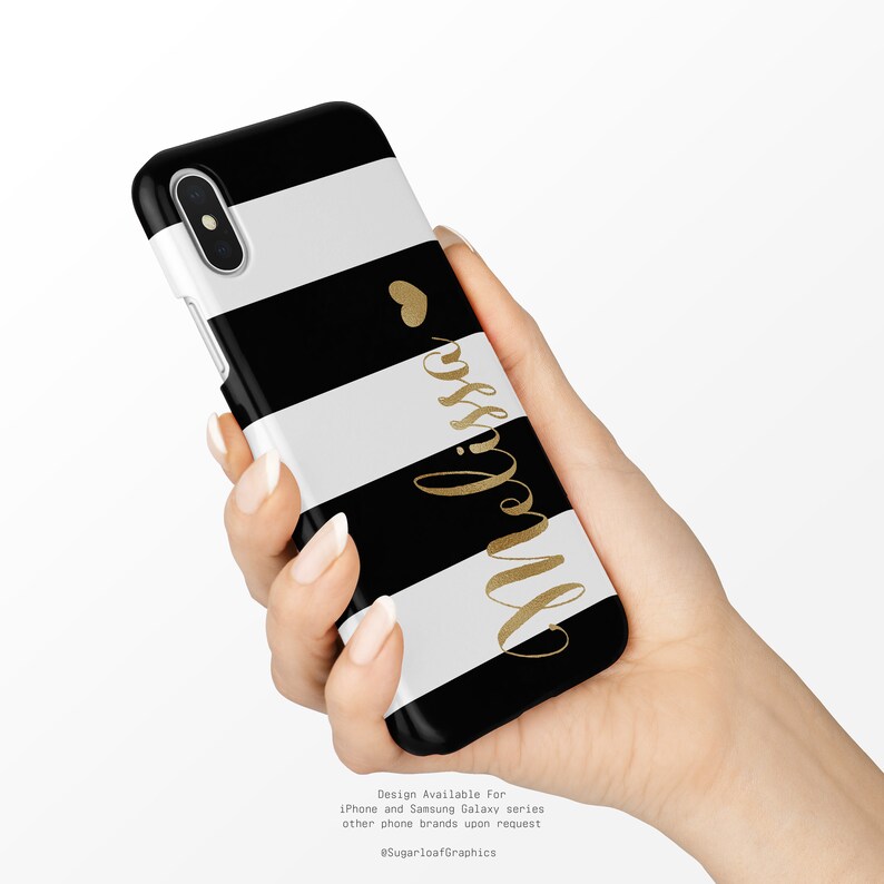 Personalized Phone Case Black and White Striped iPhone Case Etsy