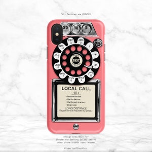 Custodia per telefono con quadrante rotante retrò per telefono pubblico Custodia per iPhone rosa corallo salmone Custodia per iPhone X Custodia per iPhone Xs Custodia per iPhone XR Custodia per iPhone Xs Max Nf
