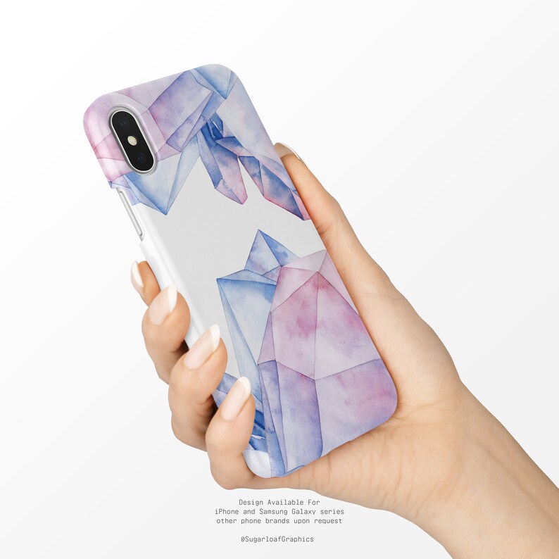 Purple Pink Crystal Pattern Ombre Watercolor iPhone Case iPhone X Case iPhone XS Case iPhone XS Max Case XR Case Case Nf