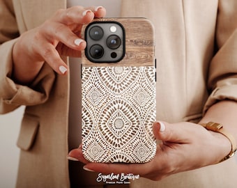 Boho Wood Pattern Tribal Pattern iPhone 14 Pro Max iPhone 14 Plus iPhone SE4 Samsung Note 20 Ultra S22 Plus S21 FE A51 A72 A90 5G Case