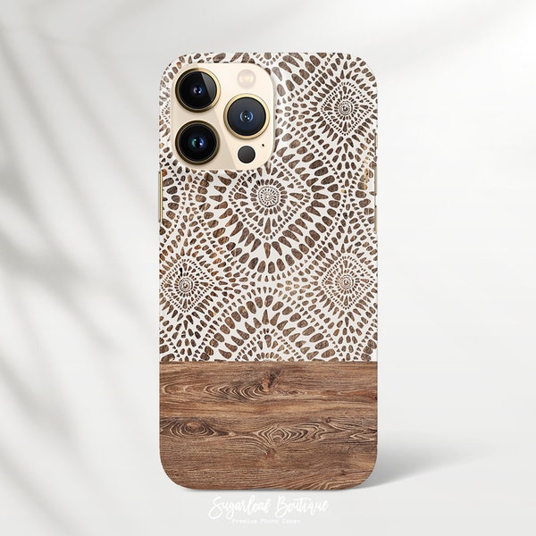 Boho Wood Pattern Tribal Pattern Samsung iPhone 14 Pro Max iPhone 14 Plus iPhone SE 2022 Note 20 Ultra S22 Plus S21 FE A51 A71 A90 5G Case