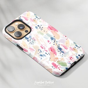Colorful Watercolor Stroke Artistic Minimalnistic Polka Dot Pattern - iPhone and Samsung Google Pixel Protective Slim Fit Cover