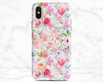 Pink Flower Phone Case Watercolor Art iPhone Case Floral Pattern  iPhone X Case iPhone XS Case iPhone XR Case iPhone XS Max Case Nf